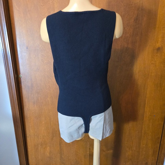 Abercrombie & Fitch Womens Bodysuit Black XL Wrap Front Ribbed Knit - Picture 6 of 12